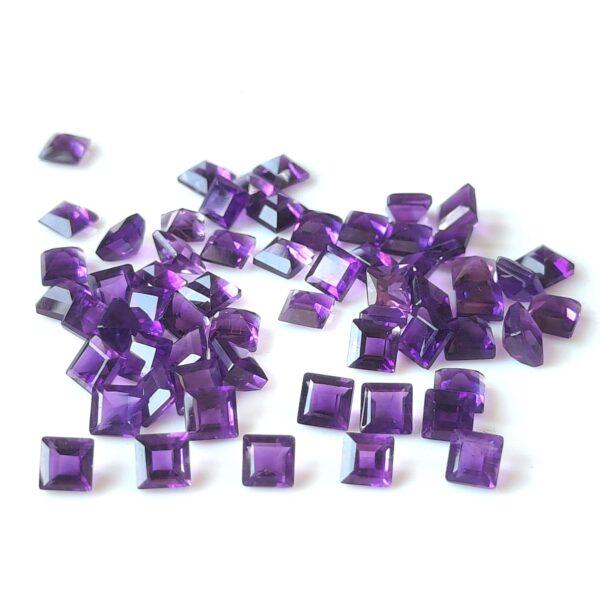 Natural 2 mm African Amethyst Square Faceted AAA Quality – Amethyst Square Faceted 2mm