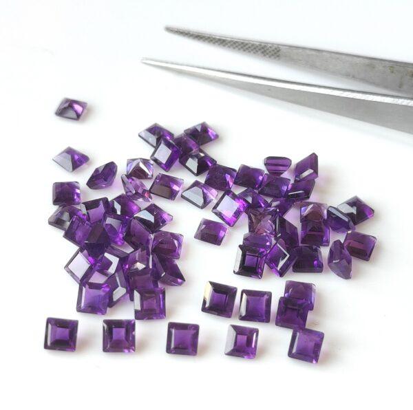 Natural 2 mm African Amethyst Square Faceted AAA Quality – Amethyst Square Faceted 2mm