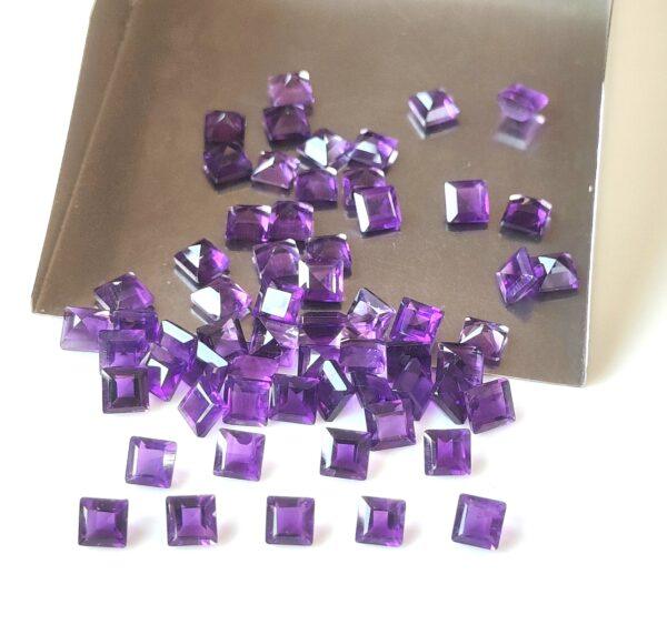 Natural 2 mm African Amethyst Square Faceted AAA Quality – Amethyst Square Faceted 2mm