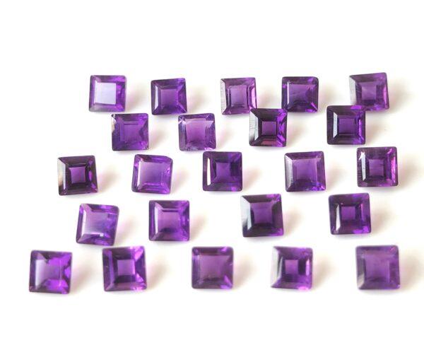 Natural 6 mm African Amethyst Square Faceted AAA Quality – Amethyst Square Faceted 6mm