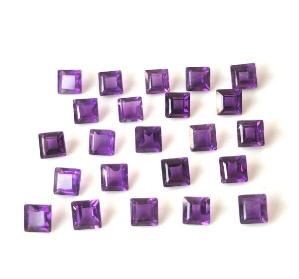 Natural 6 mm African Amethyst Square Faceted AAA Quality – Amethyst Square Faceted 6mm