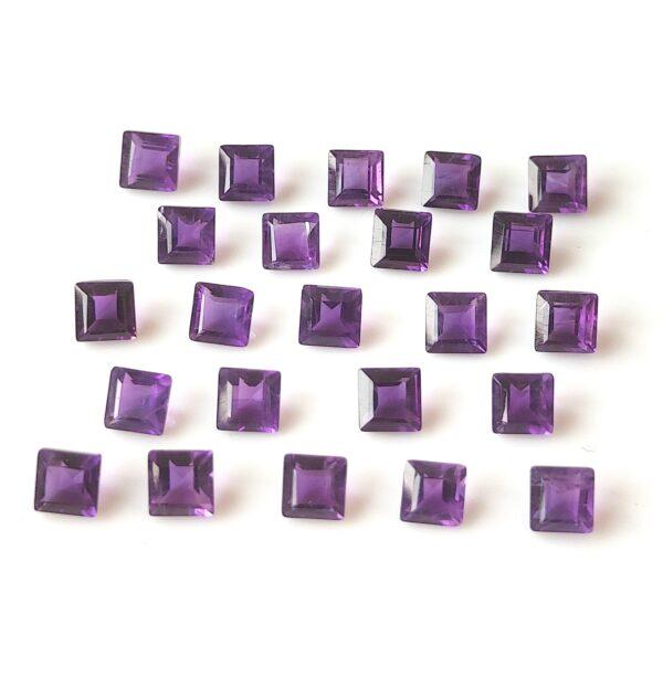 Natural 6 mm African Amethyst Square Faceted AAA Quality – Amethyst Square Faceted 6mm