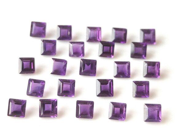 Natural 6 mm African Amethyst Square Faceted AAA Quality – Amethyst Square Faceted 6mm
