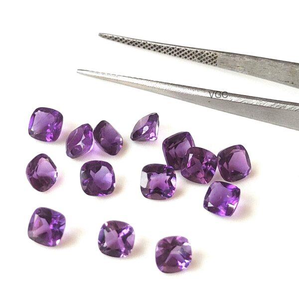 Natural 4 mm African Amethyst Cushion Faceted AAA Quality – Amethyst Cushion Faceted 4mm