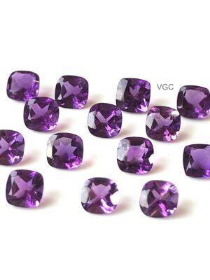Natural 10 mm African Amethyst Cushion Faceted AAA Quality – Amethyst Cushion Faceted 10mm