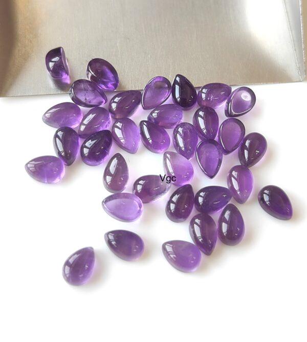 Natural 3×5 mm African Amethyst Pear Cabochon Flat Back AAA Quality – Amethyst Pear Cabochon