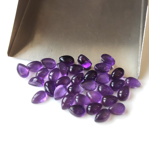 Natural 6×8 mm African Amethyst Pear Cabochon Flat Back AAA Quality – Amethyst Pear Cabochon