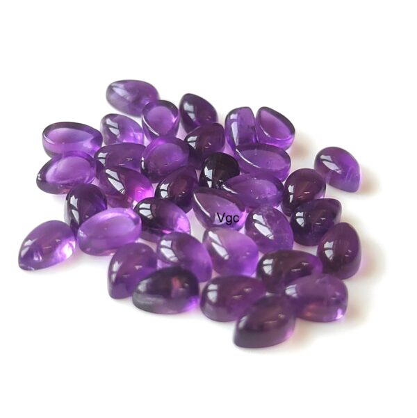 Natural 3×5 mm African Amethyst Pear Cabochon Flat Back AAA Quality – Amethyst Pear Cabochon