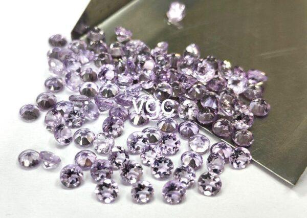 Natural 3 mm Pink Amethyst Round Faceted AAA Quality – Amethyst Round Faceted 3mm
