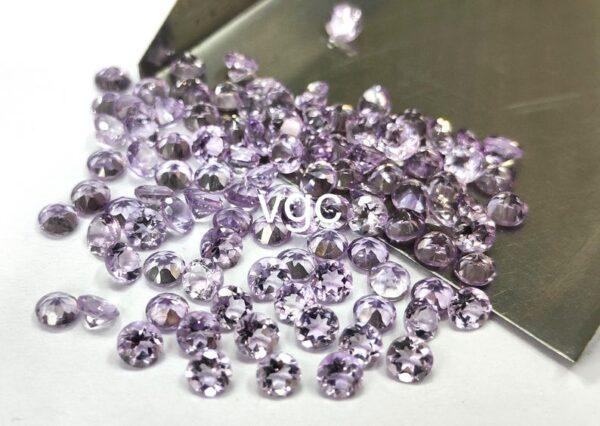 Natural 3 mm Pink Amethyst Round Faceted AAA Quality – Amethyst Round Faceted 3mm