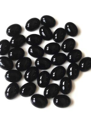 Natural Black Onyx 6×8 mm Oval Cabochon Flat Back – Black Onyx Oval Cabochon 6x8mm