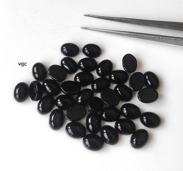 Natural Black Onyx 5×7 mm Oval Cabochon Flat Back – Black Onyx Oval Cabochon 5x7mm