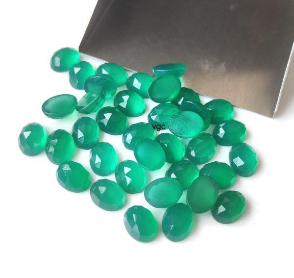 Natural Green Onyx 6×8 mm Oval Rose Cut – Green Onyx Oval Rose Cut 6x8mm
