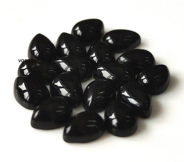 Natural Black Onyx 8×12 mm Pear Cabochon Flat Back – Black Onyx Pear Cabochon 8x12mm