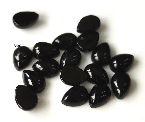 Natural Black Onyx 8×12 mm Pear Cabochon Flat Back – Black Onyx Pear Cabochon 8x12mm