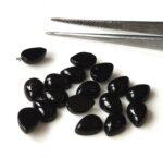 Natural Black Onyx 8×12 mm Pear Cabochon Flat Back – Black Onyx Pear Cabochon 8x12mm