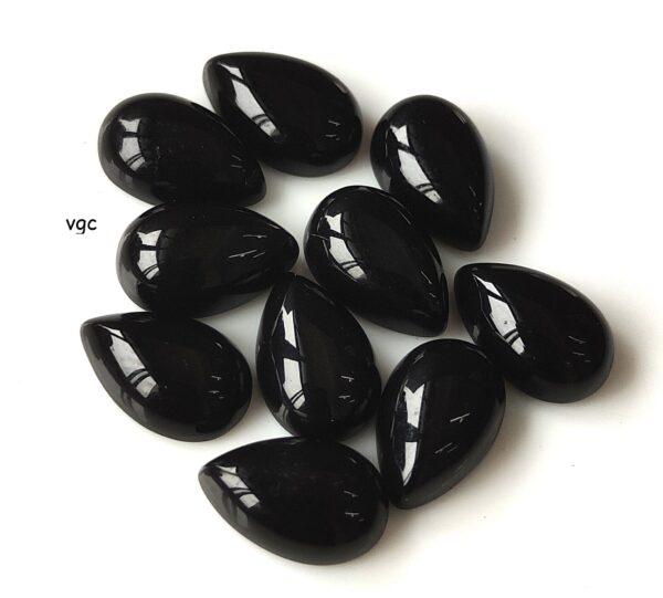 Natural Black Onyx 8×12 mm Pear Cabochon Flat Back – Black Onyx Pear Cabochon 8x12mm
