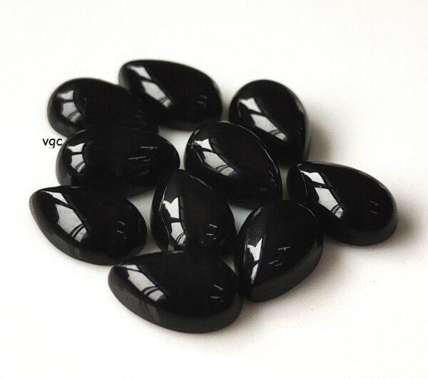 Natural Black Onyx 8×12 mm Pear Cabochon Flat Back – Black Onyx Pear Cabochon 8x12mm