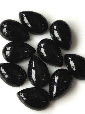 Natural Black Onyx 3×5 mm Pear Cabochon Flat Back – Black Onyx Pear Cabochon 3x5mm