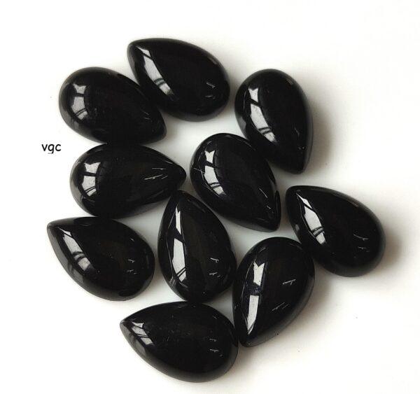 Natural Black Onyx 8×12 mm Pear Cabochon Flat Back – Black Onyx Pear Cabochon 8x12mm