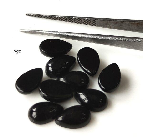 Natural Black Onyx 8×12 mm Pear Cabochon Flat Back – Black Onyx Pear Cabochon 8x12mm