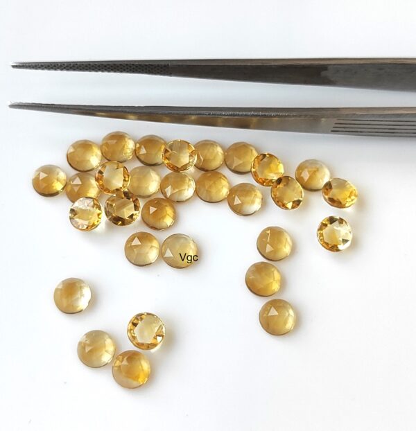 Natural 5 mm Citrine Round Rose Cut AAA Quality – Citrine Round Rose Cut 5mm