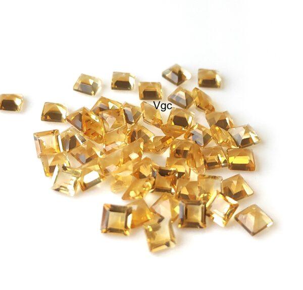 Natural 4×4 mm Citrine Square Cut Faceted AAA Quality – Citrine Square Faceted 4mm