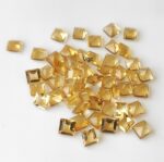Natural 4×4 mm Citrine Square Cut Faceted AAA Quality – Citrine Square Faceted 4mm