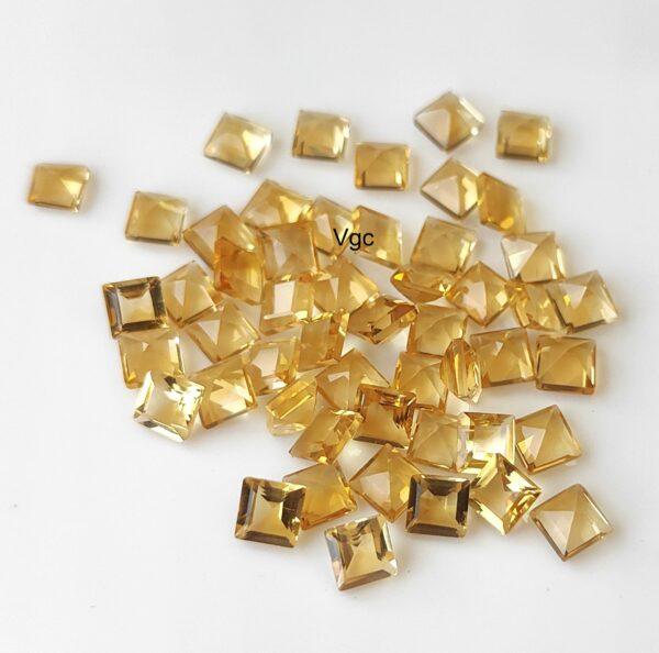Natural 4×4 mm Citrine Square Cut Faceted AAA Quality – Citrine Square Faceted 4mm