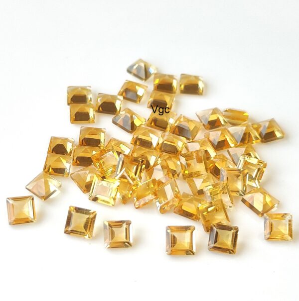 Natural 4×4 mm Citrine Square Cut Faceted AAA Quality – Citrine Square Faceted 4mm
