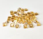 Natural 4×4 mm Citrine Square Cut Faceted AAA Quality – Citrine Square Faceted 4mm