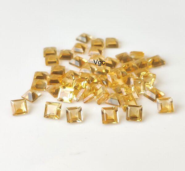 Natural 4×4 mm Citrine Square Cut Faceted AAA Quality – Citrine Square Faceted 4mm