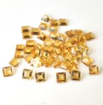 Natural 4×4 mm Citrine Square Cut Faceted AAA Quality – Citrine Square Faceted 4mm