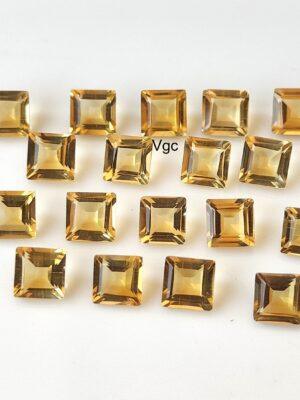 Natural 10×10 mm Citrine Square Cut Faceted AAA Quality – Citrine Square Faceted 10mm