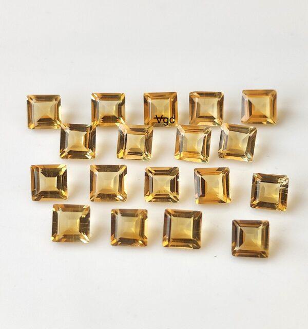 Natural 4×4 mm Citrine Square Cut Faceted AAA Quality – Citrine Square Faceted 4mm