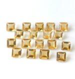 Natural 4×4 mm Citrine Square Cut Faceted AAA Quality – Citrine Square Faceted 4mm