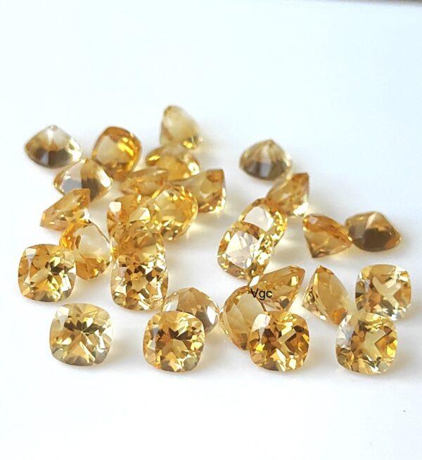 Natural 4×4 mm Citrine Cushion Cut Faceted AAA Quality – Citrine Cushion Faceted 4mm