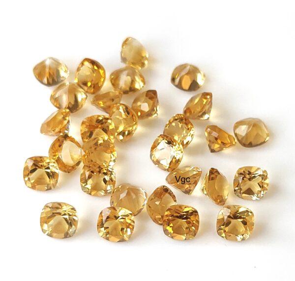 Natural 4×4 mm Citrine Cushion Cut Faceted AAA Quality – Citrine Cushion Faceted 4mm