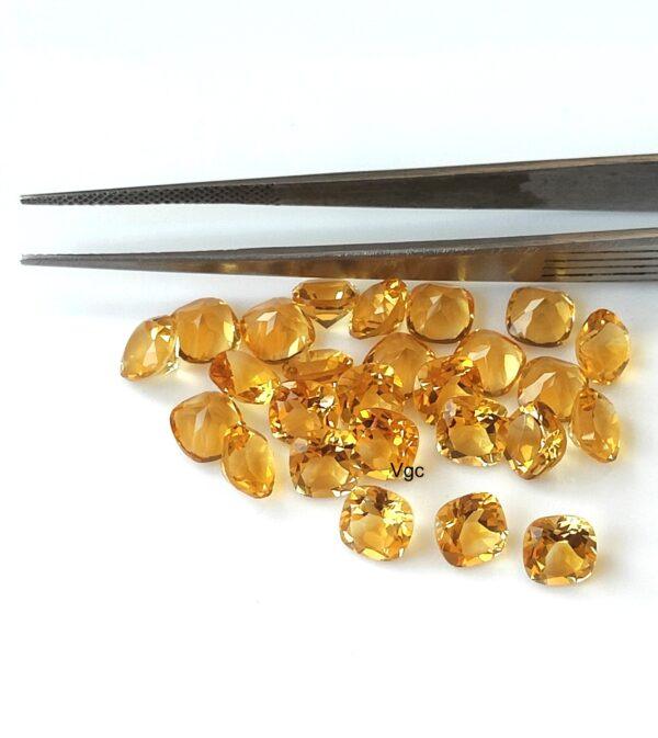 Natural 4×4 mm Citrine Cushion Cut Faceted AAA Quality – Citrine Cushion Faceted 4mm
