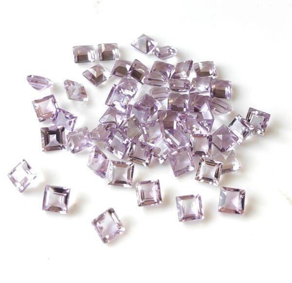 Natural 3 mm Pink Amethyst Square Faceted AAA Quality – Amethyst Square Faceted 3mm