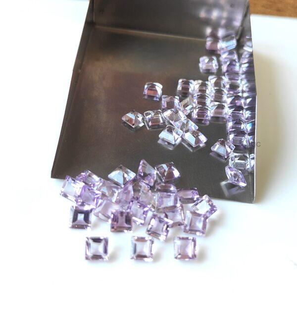 Natural 3 mm Pink Amethyst Square Faceted AAA Quality – Amethyst Square Faceted 3mm