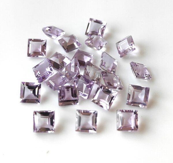 Natural 3 mm Pink Amethyst Square Faceted AAA Quality – Amethyst Square Faceted 3mm