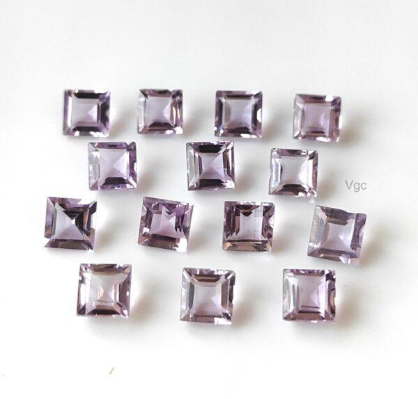 Natural 5 mm Pink Amethyst Square Faceted AAA Quality – Amethyst Square Faceted 5mm