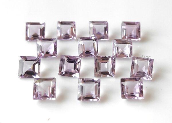 Natural 3 mm Pink Amethyst Square Faceted AAA Quality – Amethyst Square Faceted 3mm