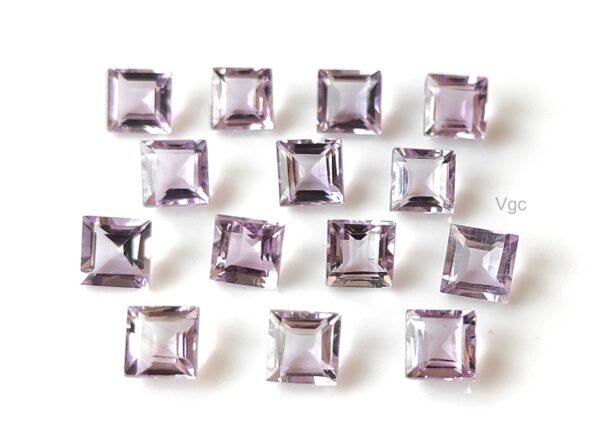 Natural 5 mm Pink Amethyst Square Faceted AAA Quality – Amethyst Square Faceted 5mm