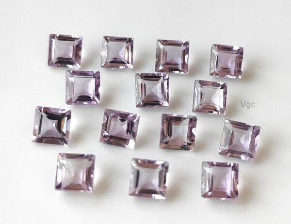 Natural 5 mm Pink Amethyst Square Faceted AAA Quality – Amethyst Square Faceted 5mm