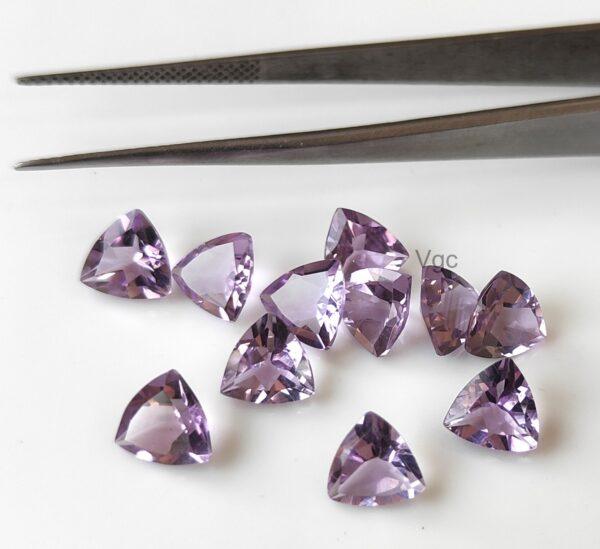 Natural 3 mm Pink Amethyst Trillion Faceted AAA Quality – Amethyst Trillion Faceted 3mm
