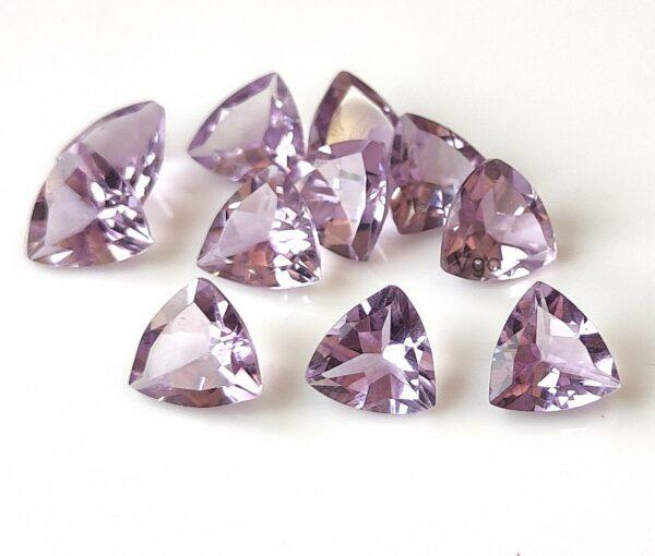Natural 10 mm Pink Amethyst Trillion Faceted AAA Quality – Amethyst Trillion Faceted 10mm