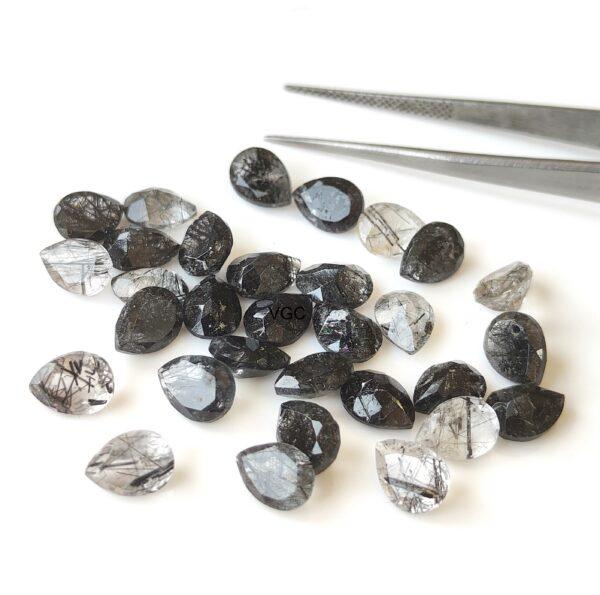 Natural 5×7 mm Black Rutilated Quartz Pear Cut Faceted Top Quality – Rutilated Quartz Pear Faceted 5x7mm