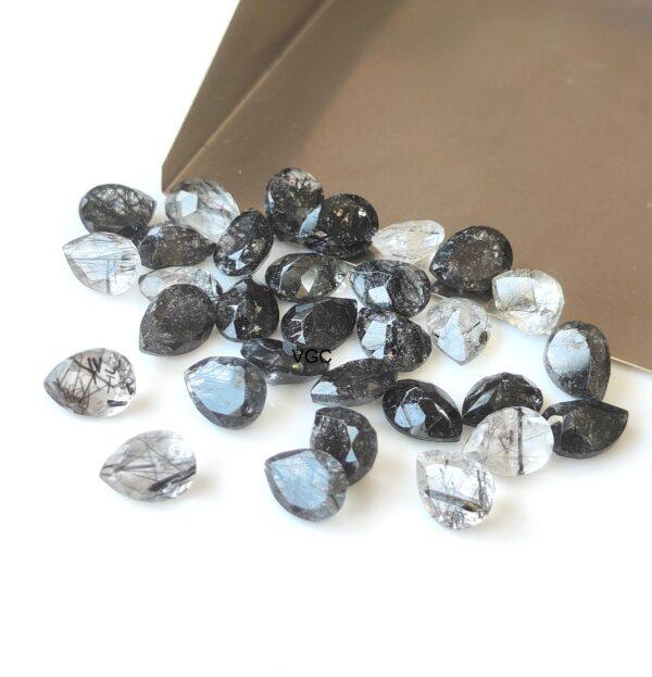 Natural 5×7 mm Black Rutilated Quartz Pear Cut Faceted Top Quality – Rutilated Quartz Pear Faceted 5x7mm